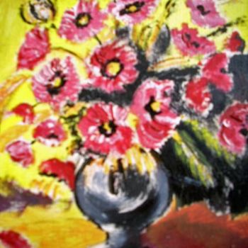 Painting titled "FLEURS flowers" by Lodya, Original Artwork, Oil