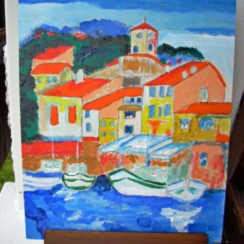 Pintura intitulada "LE PORT" por Lodya, Obras de arte originais, Óleo