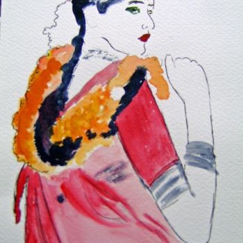 Painting titled "INDIAN IN SARI" by Lodya, Original Artwork