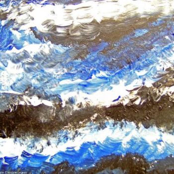 Painting titled "Blue, black and whi…" by Lodya, Original Artwork