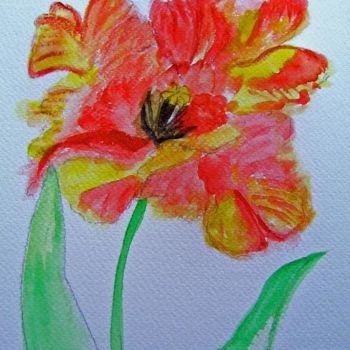 Painting titled "tulipe" by Lodya, Original Artwork, Oil