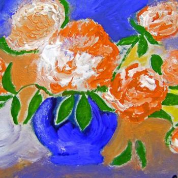 Painting titled "FLOWERS" by Lodya, Original Artwork, Oil