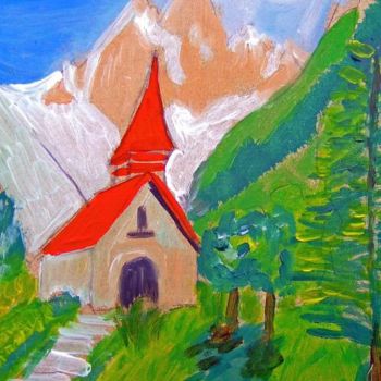 Schilderij getiteld "the alps" door Lodya, Origineel Kunstwerk, Olie