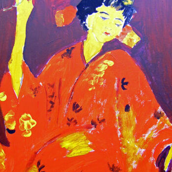 Malerei mit dem Titel "JAPONESE WOMAN" von Lodya, Original-Kunstwerk, Öl