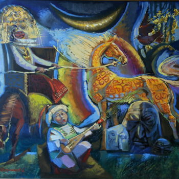 Pintura intitulada "Tulpar*s song" por Valeriy Krestnikov, Obras de arte originais, Óleo