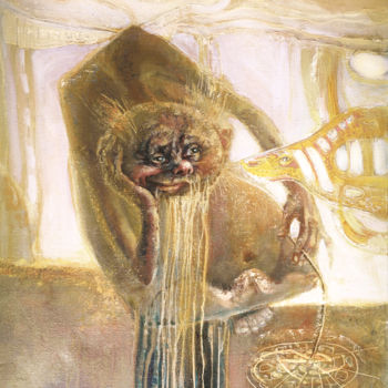 Painting titled "мыслитель" by Valeriy Krestnikov, Original Artwork, Oil