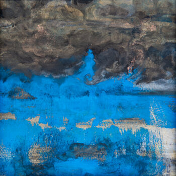 Картина под названием "Vague bleue" - Jean-Louis Crudenaire, Подлинное произведение искусства, Гуашь