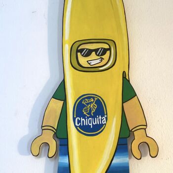 Painting titled "Big banana" by Crys, Original Artwork, Acrylic Mounted on Cardboard