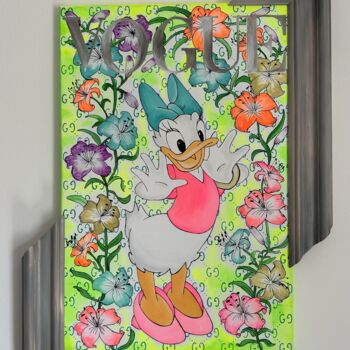 Painting titled "Vogue in flowers" by Crys, Original Artwork, Acrylic Mounted on Wood Stretcher frame