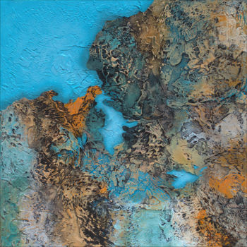 「Hidden Lagoon」というタイトルの絵画 Nancy Eckelsによって, オリジナルのアートワーク, アクリル ウッドストレッチャーフレームにマウント