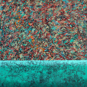 Картина под названием "Texture Love" - Nancy Eckels, Подлинное произведение искусства, Акрил Установлен на Деревянная рама д…