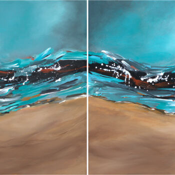 Peinture intitulée "Waves and Wet Sand…" par Nancy Eckels, Œuvre d'art originale, Acrylique Monté sur Châssis en bois