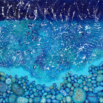 Картина под названием "Splashy Rocks" - Nancy Eckels, Подлинное произведение искусства, Акрил Установлен на Деревянная рама…