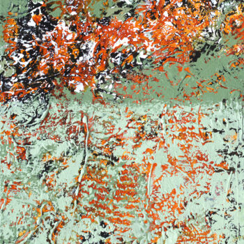 Картина под названием "Earth and Fire" - Nancy Eckels, Подлинное произведение искусства, Акрил Установлен на Деревянная рама…