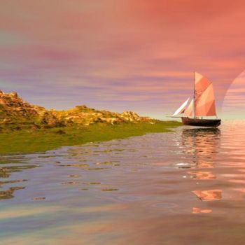 Digital Arts titled "Red Sails" by Kelly Christiansen, Original Artwork