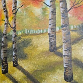 Painting titled "Forêt d'automne #1" by Crystelle Reeves, Original Artwork, Acrylic