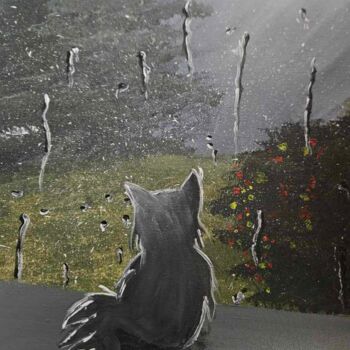 Painting titled "Une journée de pluie" by Crystelle Reeves, Original Artwork, Acrylic