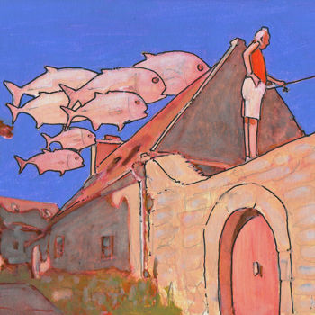 Peinture intitulée "Fisherman" par Cs, Œuvre d'art originale, Acrylique