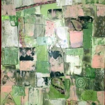 Peinture intitulée "Rose et Vert" par Christine Sautereau, Œuvre d'art originale, Huile
