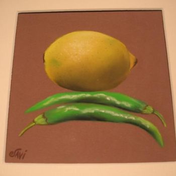 Peinture intitulée "Citron piments" par Christine Savi, Œuvre d'art originale