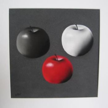 Peinture intitulée "Noir blanc rouge" par Christine Savi, Œuvre d'art originale, Pastel