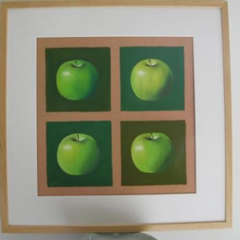 Pintura intitulada "Pommes vertes" por Christine Savi, Obras de arte originais