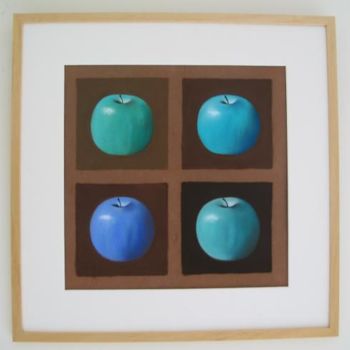 Peinture intitulée "Pommes bleues" par Christine Savi, Œuvre d'art originale