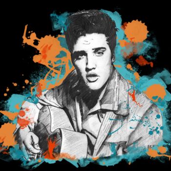 Artisanat intitulée "Elvis Presley" par Christophe Tellier, Œuvre d'art originale, Autre