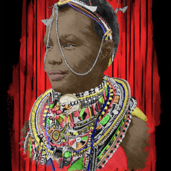 Handwerk mit dem Titel "Maasaï #3" von Christophe Tellier, Original-Kunstwerk