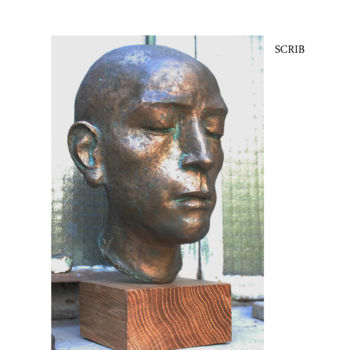 Sculpture titled "Scribe" by Mihai Ecobici, Original Artwork, Bronze
