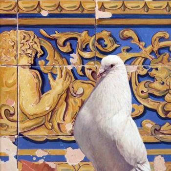 Pintura titulada "Paloma con azulejo" por Antonio Cubero Jiménez, Obra de arte original