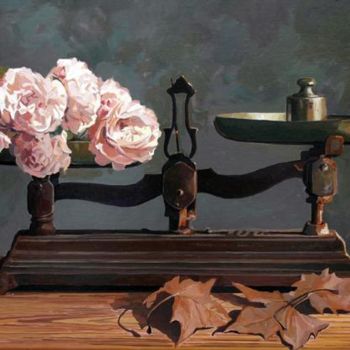 Картина под названием "El peso de las flor…" - Antonio Cubero Jiménez, Подлинное произведение искусства