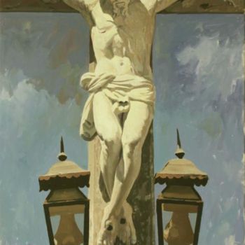Painting titled "El Cristo de los fa…" by Antonio Cubero Jiménez, Original Artwork, Oil