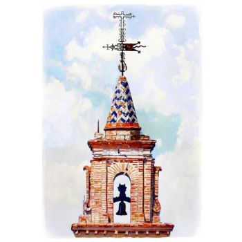 Painting titled "Torre de Santa Clara" by Antonio Cubero Jiménez, Original Artwork