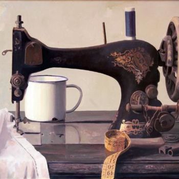 Painting titled "máquina de coser" by Antonio Cubero Jiménez, Original Artwork