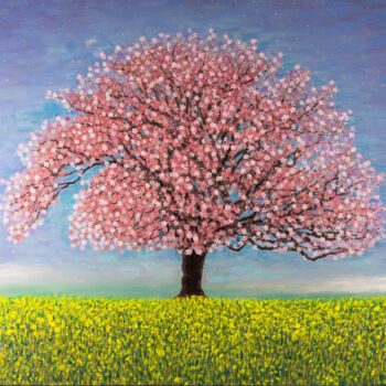 绘画 标题为“SAKURA 一本桜” 由Cuboism Art Design　クボイズムアートデザイン, 原创艺术品, 丙烯