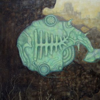 Malarstwo zatytułowany „Рыба батискаф” autorstwa Alexandr Cucumber, Oryginalna praca, Olej Zamontowany na Drewniana rama nos…
