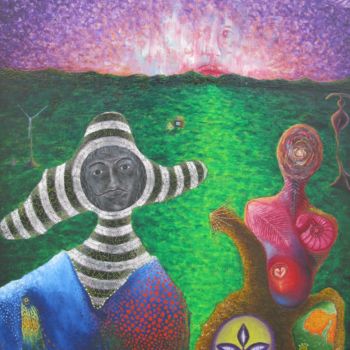 Картина под названием "Рассвет в патогонии" - Alexandr Cucumber, Подлинное произведение искусства, Масло Установлен на Дерев…