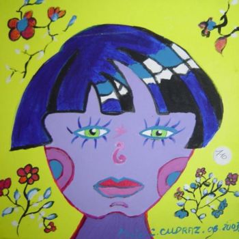 Painting titled "06-2003 - PSYCHEDEL…" by Marie C. Cudraz, Original Artwork, Oil