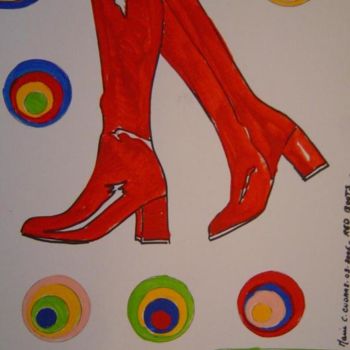 Painting titled "03-2006 - RED BOOTS…" by Marie C. Cudraz, Original Artwork, Other