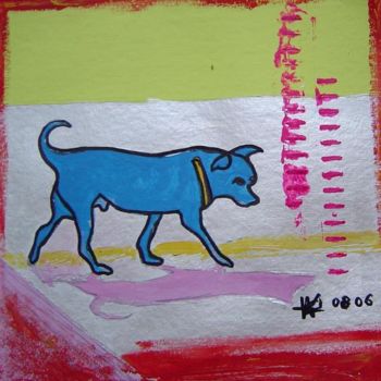 Painting titled "08-2006 - Chien ble…" by Marie C. Cudraz, Original Artwork