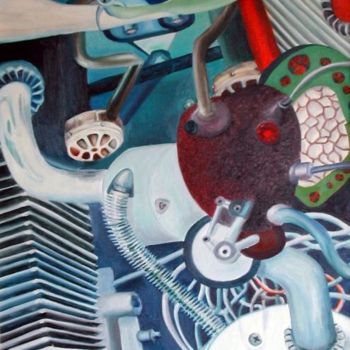 Peinture intitulée "Viscères mécaniques" par Cuervo, Œuvre d'art originale