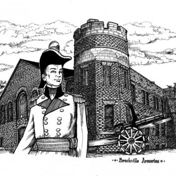 Drawing titled "Armories Brockville" by Cullen, Original Artwork, Other