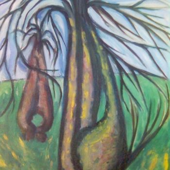 Painting titled "Les arbres se faisa…" by L'Homme Aux Pieds De Caoutchouc, Der Man, Original Artwork