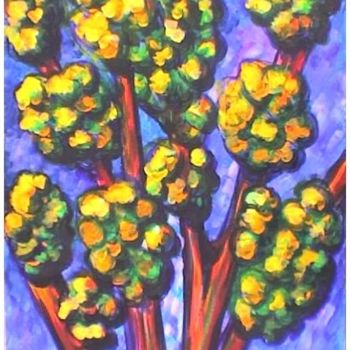 Painting titled "Arbres 4" by L'Homme Aux Pieds De Caoutchouc, Der Man, Original Artwork