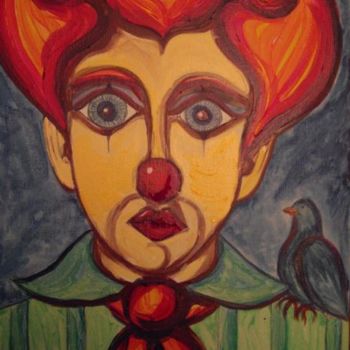 Peinture intitulée "Clown et Mésange" par L'Homme Aux Pieds De Caoutchouc, Der Man, Œuvre d'art originale