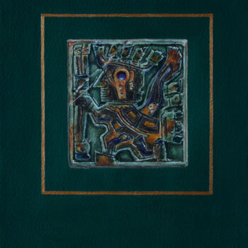 Pittura intitolato "Aztec warrior" da Curlydafna, Opera d'arte originale, Acquarello