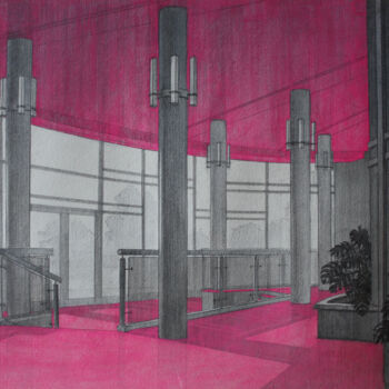 "Neon soviet interior" başlıklı Tablo Curlydafna tarafından, Orijinal sanat, Kalem