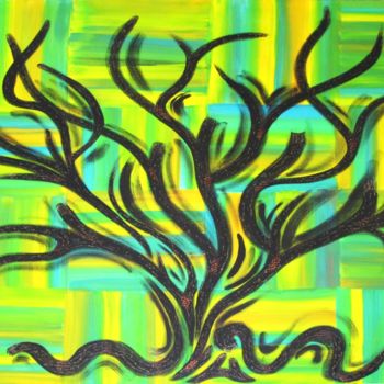 Painting titled "Arbre vert" by Chantal Vieira, Original Artwork, Acrylic