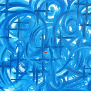 Painting titled "Tourbillon bleu" by Chantal Vieira, Original Artwork, Acrylic